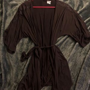 Soft Black Lace Robe